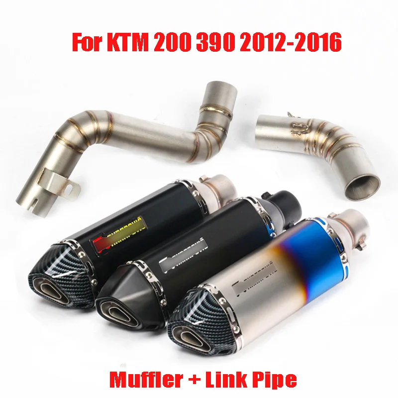 For KTM 200 390 2012-2016 Exhaust Muffler Pipe Silencer Slip On Middle Link Tube