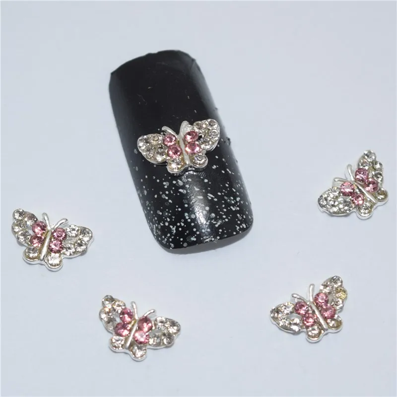 10psc New Rhinestone Silver bow 3D Nail Art Decorations,Alloy Nail