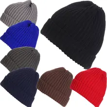 Fashion True Casual Beanies for Men Women Knitted Winter Turnup Hat Solid Color Skating Skiing Unisex Cap JL