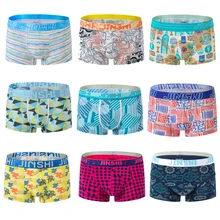 Новинка, мужские трусы-боксеры из бамбукового волокна с принтом, мужское удобное нижнее белье, u Выпуклые кальсоны для мужчин