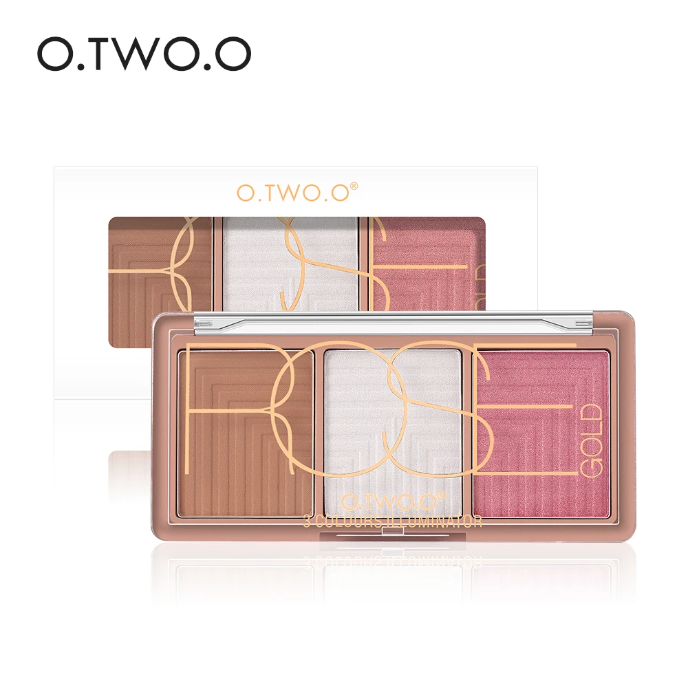 

O.TWO.O Highlighter Powder Palette Cream Illuminate Face Contour Brighten Blusher Compact Press Powder Face Makeup Maquiagem
