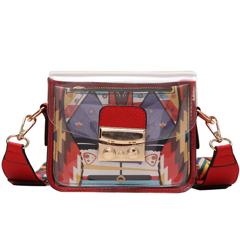 2018 Women's Bag PU Leather Messenger Bags bags purses clear bag candy Flap Letter Casual