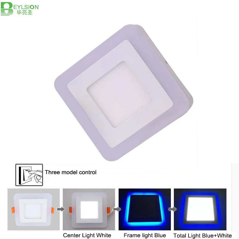 

BEYLSION LED Square LED Panel Lights 6W 220V Surface Mounted 230V 240V 250V Double Color LED Ceiling Lamp