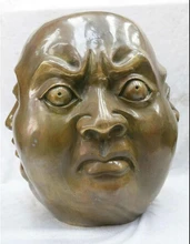 SUIRONG---323 +++ 14 "China latão cobre feliz com raiva tristeza quatro faces buddha Estátua Escultura da cabeça(China)
