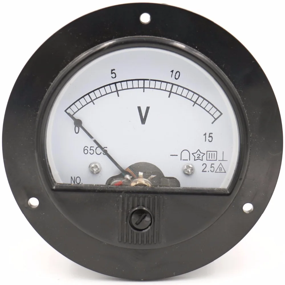 

65C5 DC 0-15V Round Panel Meter Gauge Current Analogue Analog Ammeter Diameter 90MM