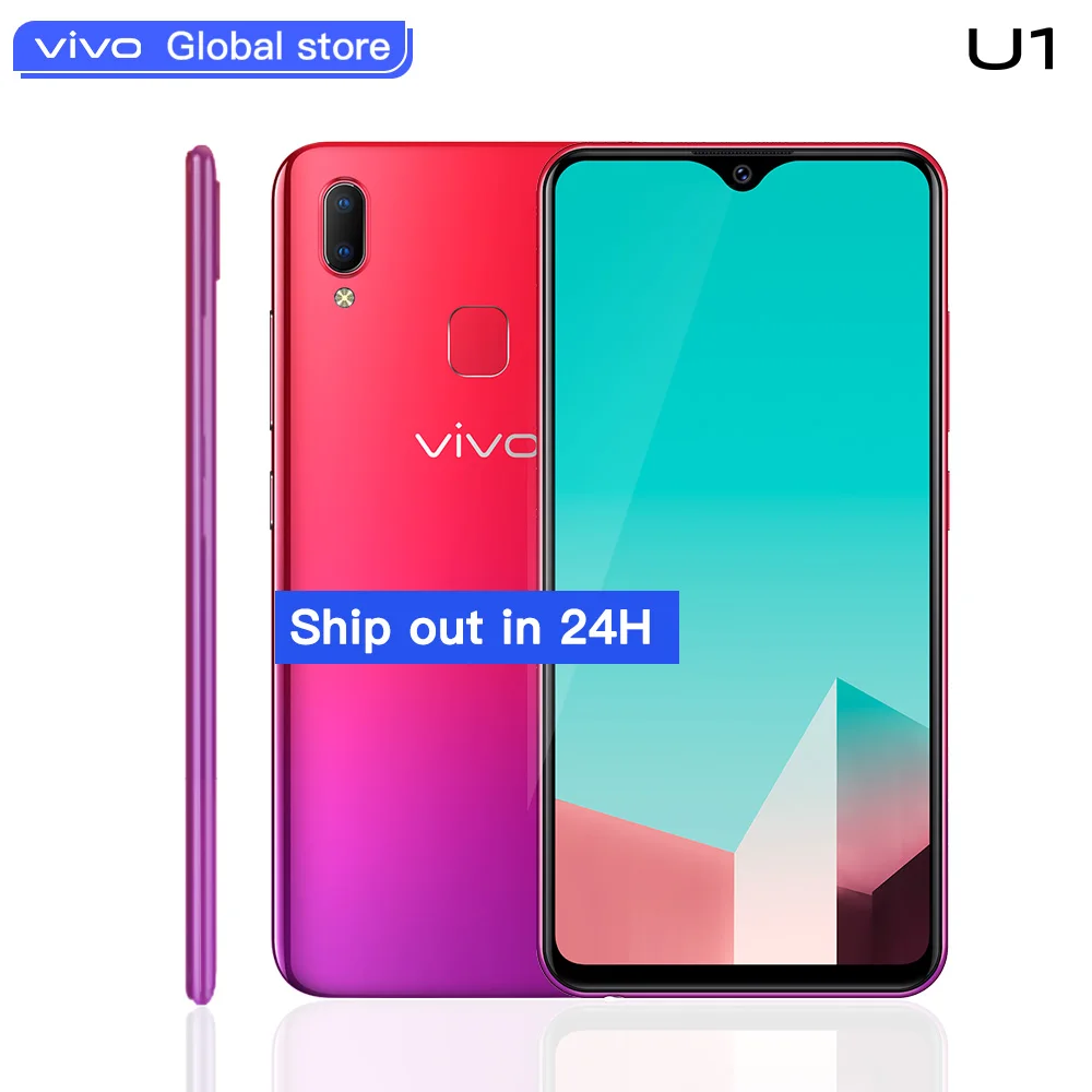 

Original vivo U1 4G LTE Mobile Phone Snapdragon 439 Android 8.1 6.2" 1520x720 4GB 64GB 13.0MP Fingerprint Face ID Cell Phones