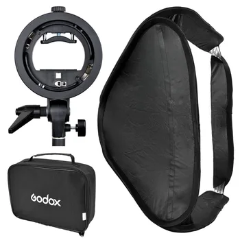 

Godox S-Type Speedlite Bracket Elinchrom Mount Holder + 60 x 60cm Softbox for Studio Photography