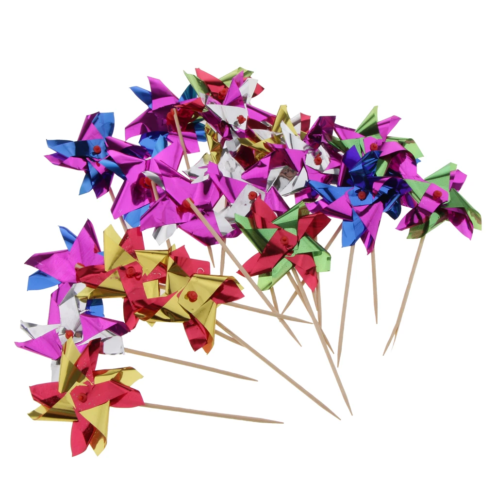 50 X Foil Windmill Fruit Sticks Cocktail Picks Sandwich Toothpicks Decor