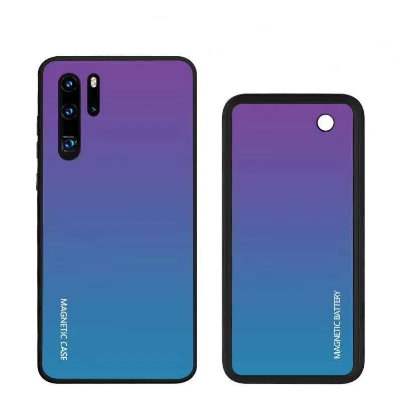 Беспроводное зарядное устройство чехол s для huawei P30 Pro power чехол 5000mAh Беспроводная зарядка запасной внешний аккумулятор крышка расширенная батарея - Цвет: Blue