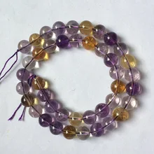 9 мм Природный Аметрин камень бусины натуральный драгоценный камень Бусины DIY свободные бусины для изготовления ювелирных изделий прядь 1"