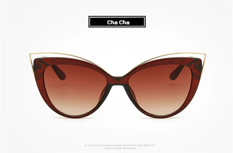 Роскошные Шарм Cat Eye Солнцезащитные очки Женские Модные Винтажные Защита от солнца очки элегантные Curve Дизайн очки ретро Кэти Холмс очки - Цвет линз: Cha Cha