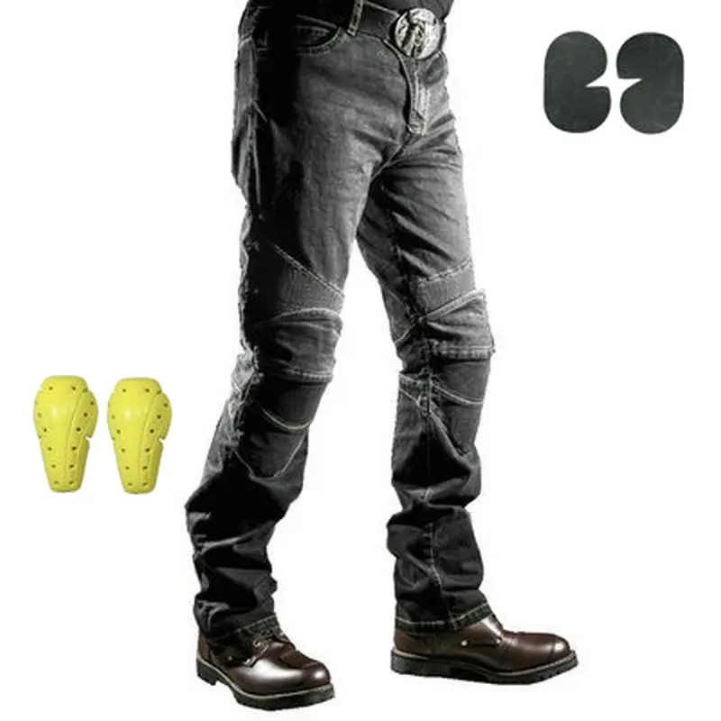 Новые VOLERO как летние брюки рыцаря мото джинсы Слаксы джинсы для езды на мотоцикле свободный вариант с протектором - Цвет: Черный
