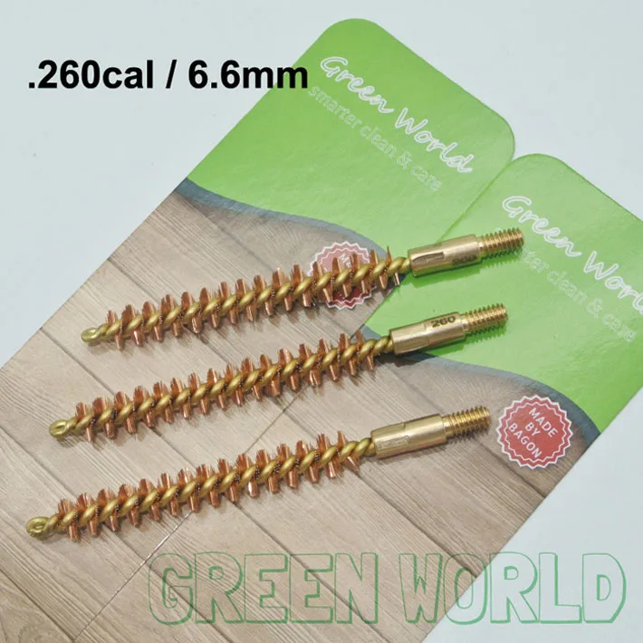 Green World 3 шт./лот. 22cal-. 35cal бронзовая Щетка с латунным держателем и сердечником, щетка для чистки ружья, блистерная посылка, нить 8-32 - Цвет: .260cal 6.6mm