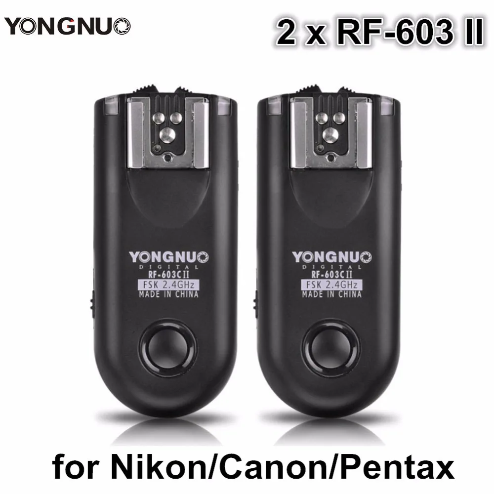 YONGNUO 2pcs RF 603 II Flash Trigger Transceiver Set Shutter Release for Canon Nikon Pentax DSLR