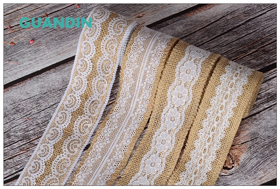 GUANDIN,2 Yard/Piecs Decoration Belt,DIY Handmade/Wedding Party/Crafts&Gift Packing Decoration Material Linen Lace Ribbon