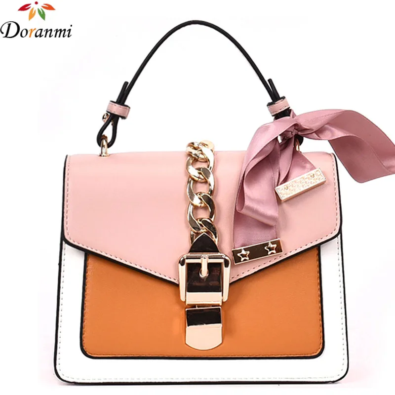 

DORANMI Buckle Flap Crossbody Bag 2019 Luxury Brand Designed Women's Bag Square Shoulder Bag Scarf Panelled Messenger DJB333