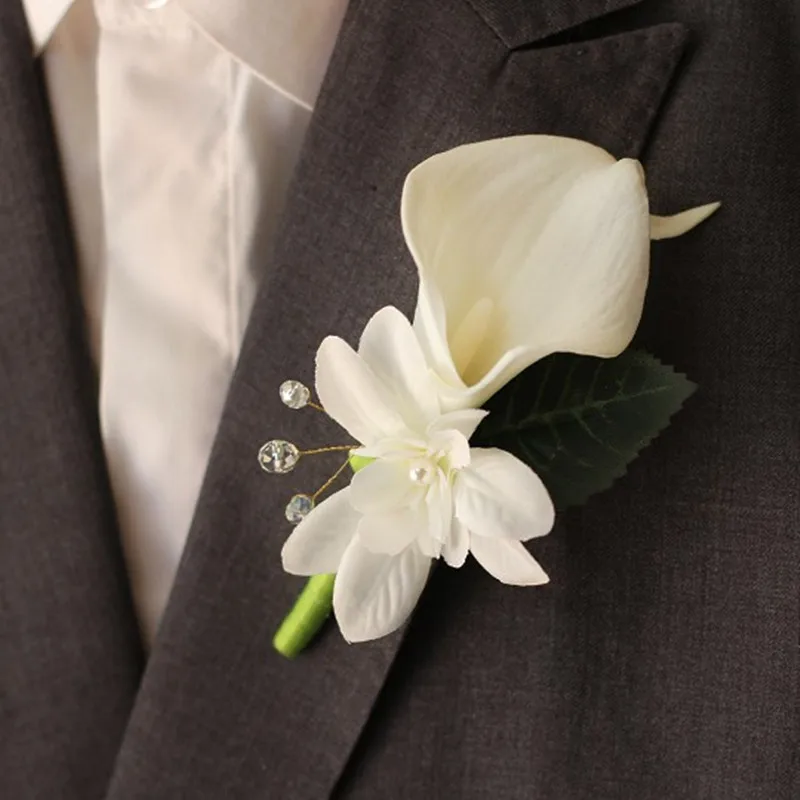 4 pces high quality calla groom man corsage boutonniere lily calla