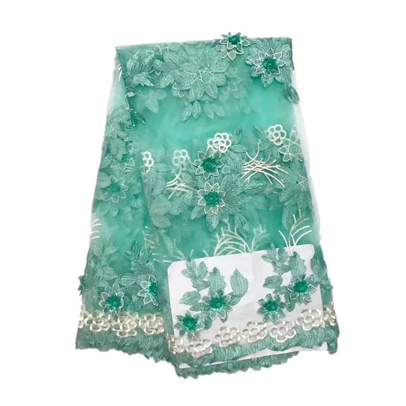 

Latest Dress Design French Tulle Lace Fabric African with 3D Flower for Wedding dress