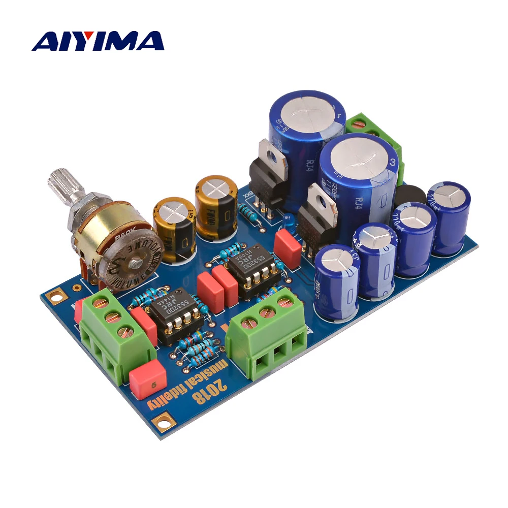 

AIYIMA 5532 Preamp Amplifiers Audio Board Musical Fidelity Fever Preamplifier Volume Tone Control Board Dual AC 12-25V