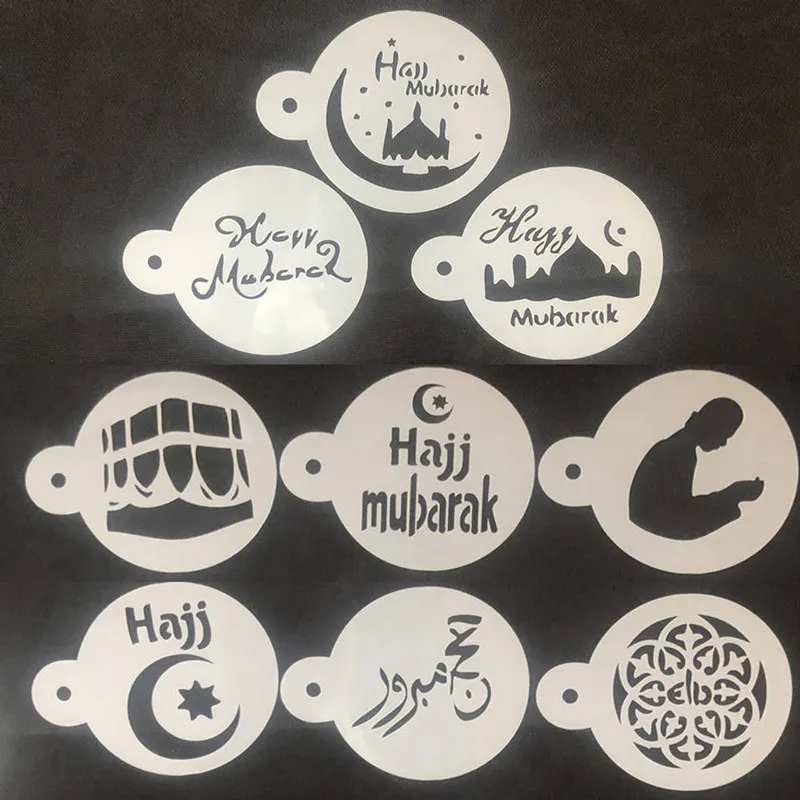 

3 /6 pcs/set Mosque Eid Mubarak Ramadan Design Coffee Stencils,laser cut cookie Biscuits fondant cake mold Ramadan supplies