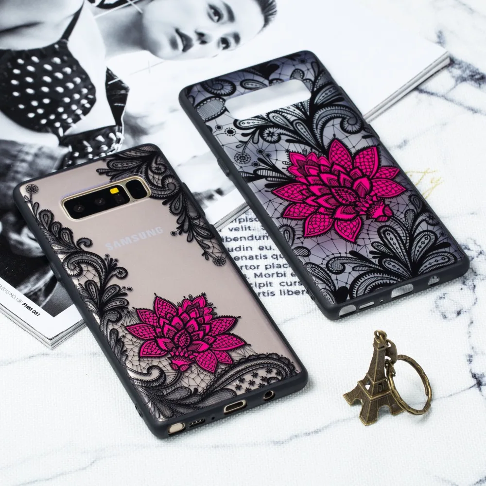 Кружева black rose 3D чехол для телефона samsung Galaxy S6 S7 S8 S9 Edge Plus J3 J7 J5 2017 Примечание 8 9