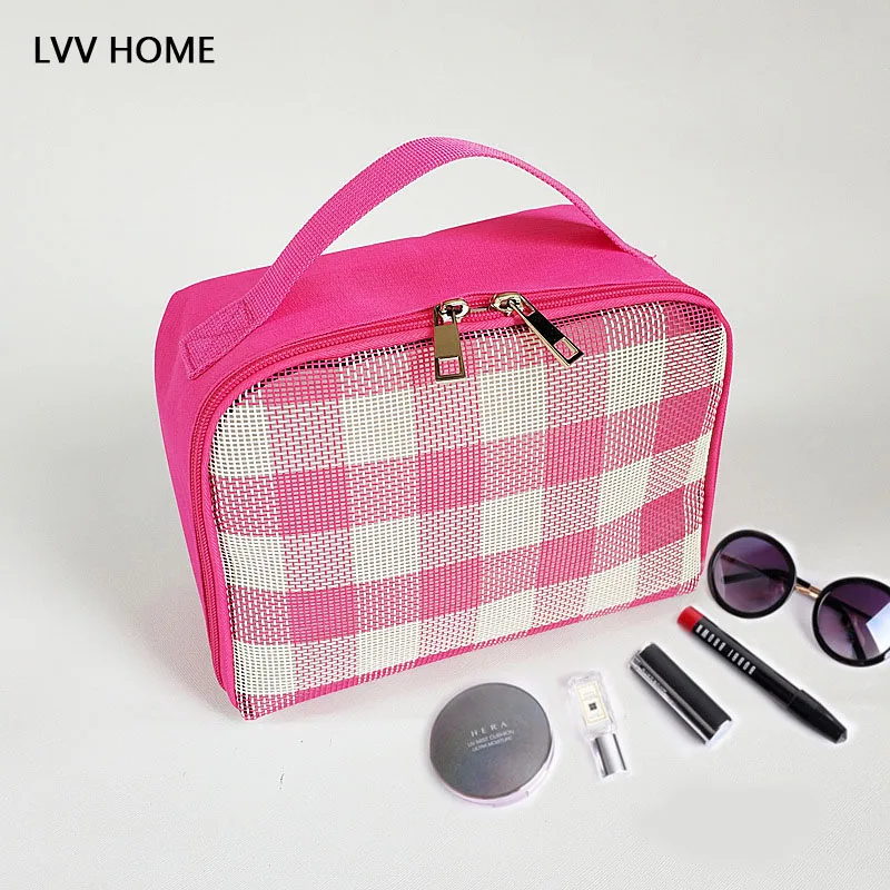LVV HOME Drainable travel plaid cosmetic bag/Outdoor fitness swimming