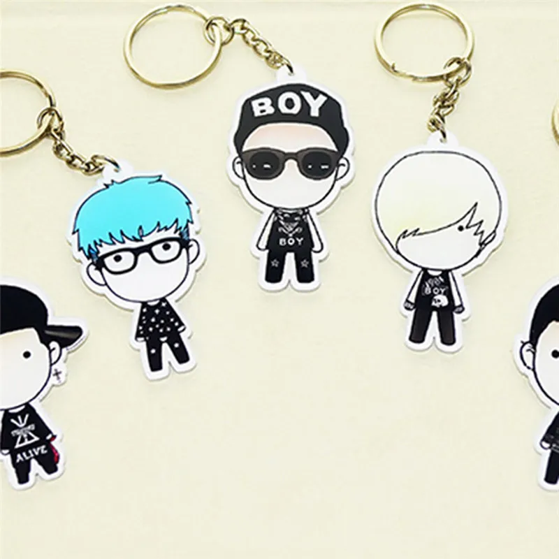 

Kpop BIGBANG Cartoon Acrylic Key Chain G-Dragon Taeyang T.O.P Cute Key Ring Keychain Pendant