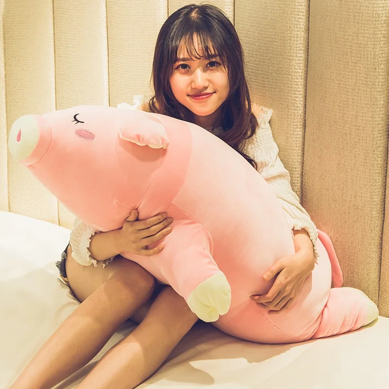 kawaii pink pig doll giant plush toy cute sleeping pillow for girl birthday gift decoration 35inch 90cm DY50577 (2)