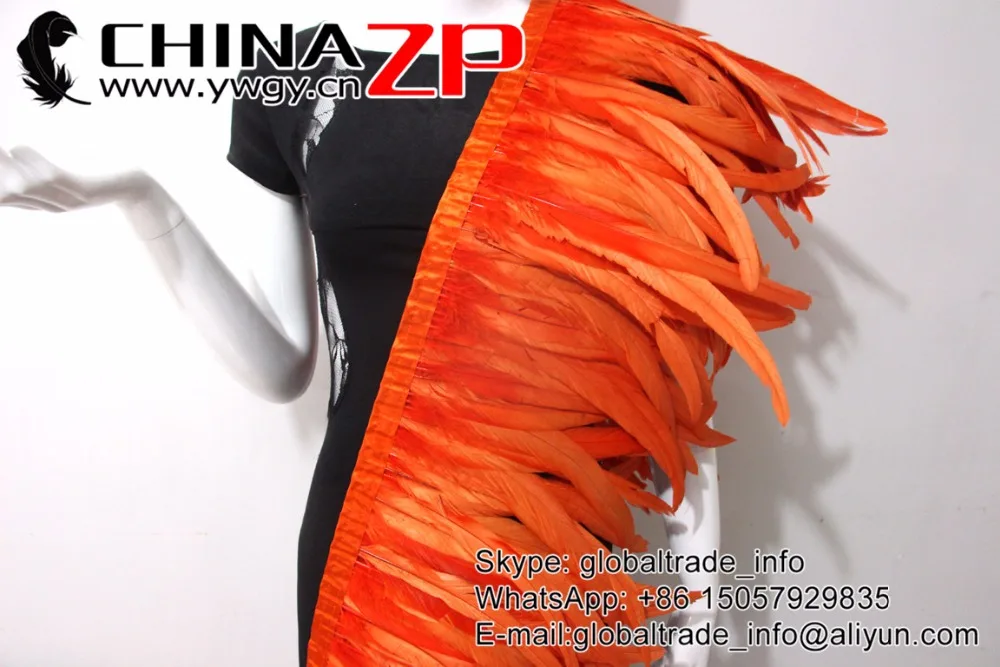 orange Rooster Tail Feather Fringe Trim (9)