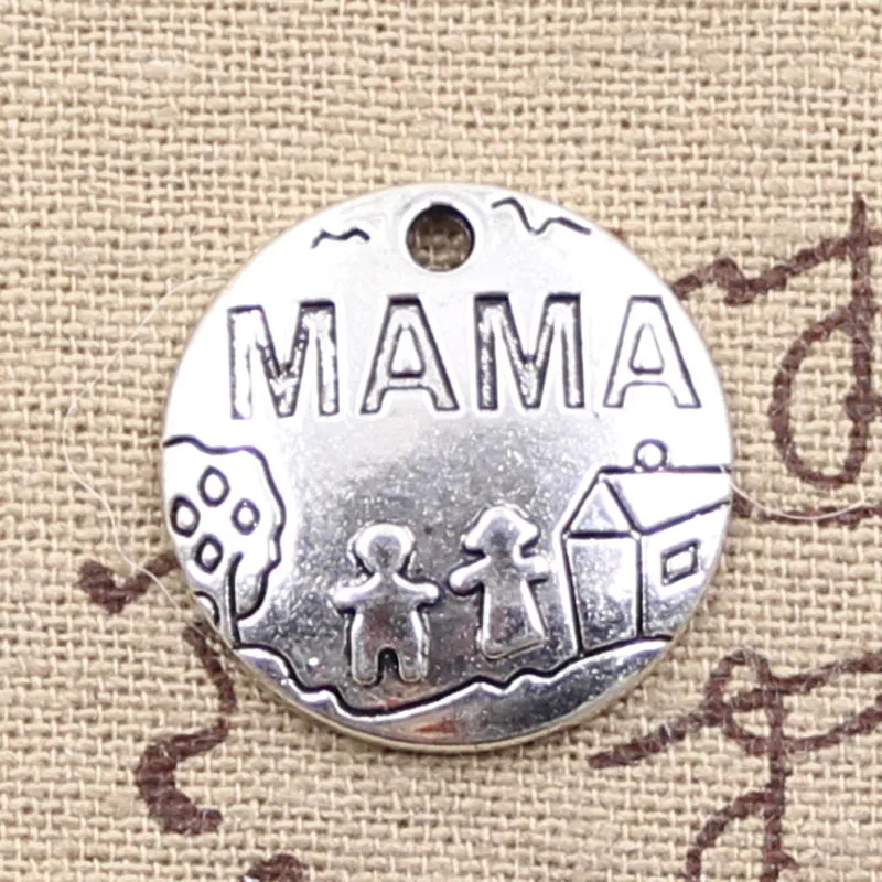 12 шт амулеты Mama Дети дома 22x22 мм Античные посеребренные Подвески Изготовление DIY
