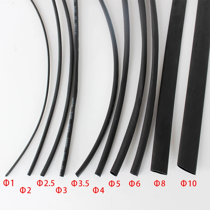 1Meters/lot heat shrink tube 21 shrinkable tubing black 1mm 2mm 3mm