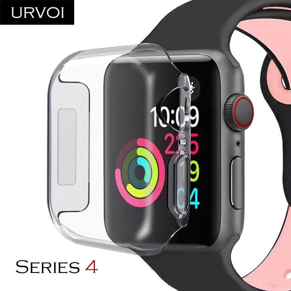 URVOI чехол из ТПУ для Apple watch series 4 Прозрачная крышка для iWatch протектор 40 44 мм прозрачная ультратонкая рамка аксессуары для часов