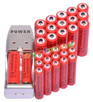 

16x AA 3000mAh + 16x AAA 1800mAh 1.2V Red Color Rechargeable Battery+ 2A 3A Battery USB Charger