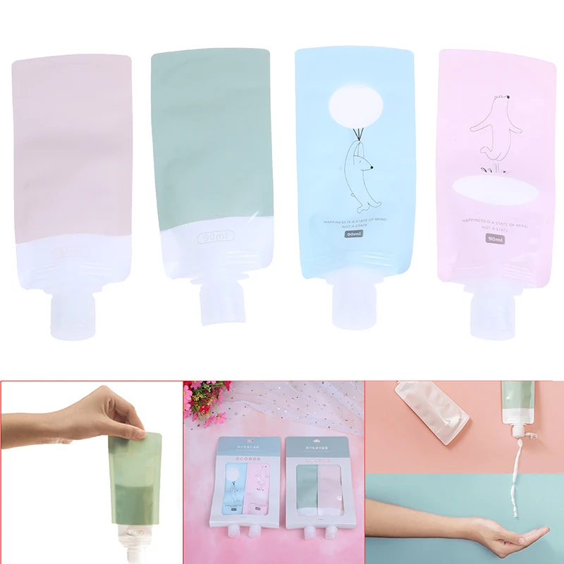 2Pcs/set Portable Cute Empty Bags Lotion Shampoo Cosmetic Cream Container Travel Accessories New