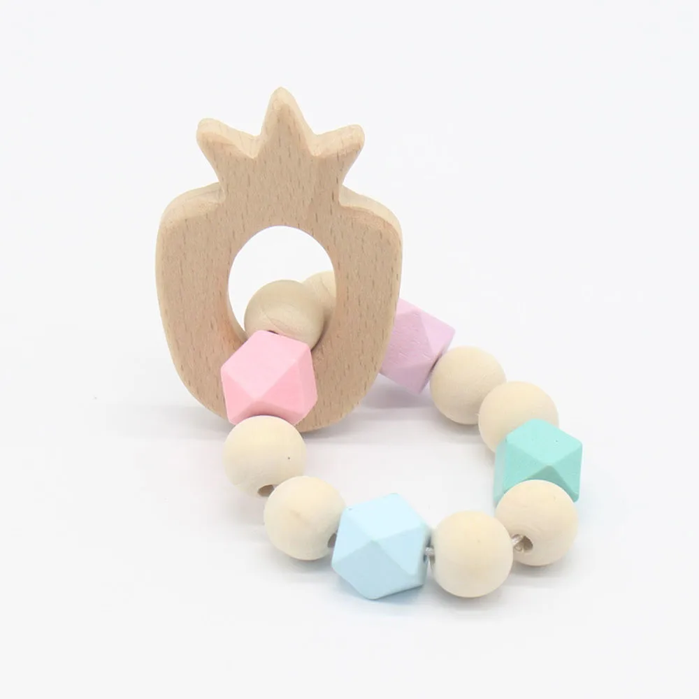 1pc Baby Teething Rings Bracelet Crafts Toddler Toys Training Teethers Safety Wood Beads Rattles Mobiles|Интерактивные игрушки