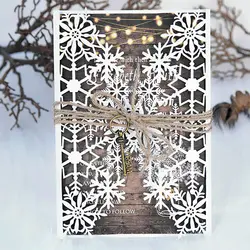 10 наборов дизайн снежный узор белый цвет слоновой кости свадебные пригласительные открытки пустой принт отправить ленты конверт печать