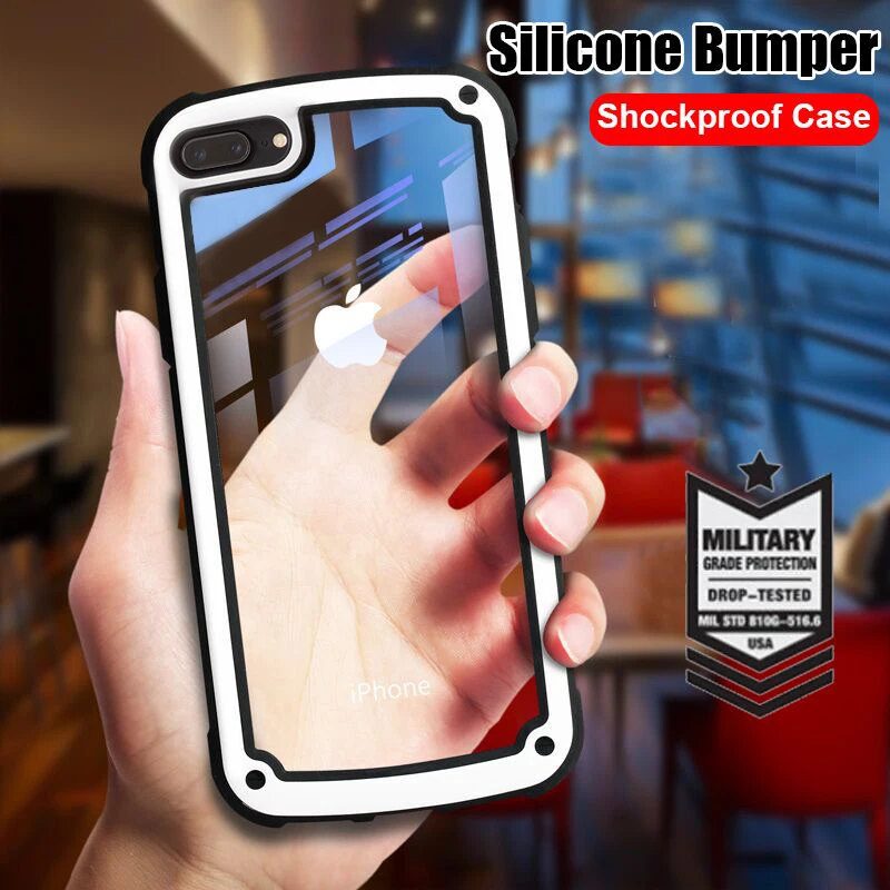 

Luxury Armor Silicone Bumper Case On The For IPhone 6 6s 8 7 Plus Shockproof Case Cover For IPhone 8 7 6 6s Plus Soft Phone Case