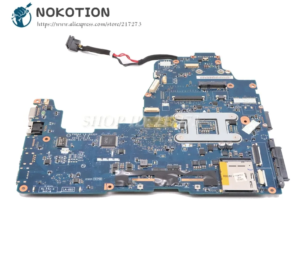 NOKOTION для Toshiba Satellite P755 P750 A665 A660 материнская плата для ноутбука PHQAA LA-6832P REV: 2,0 основная плата HM65 DDR3