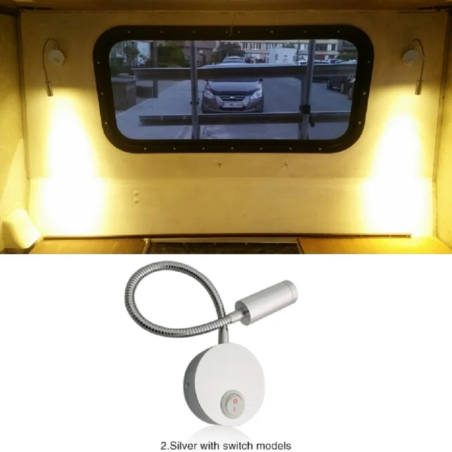 12v dc led reading light flexible talk interior light caravan camper trailer/rv/bedide wall lamp cold warm white