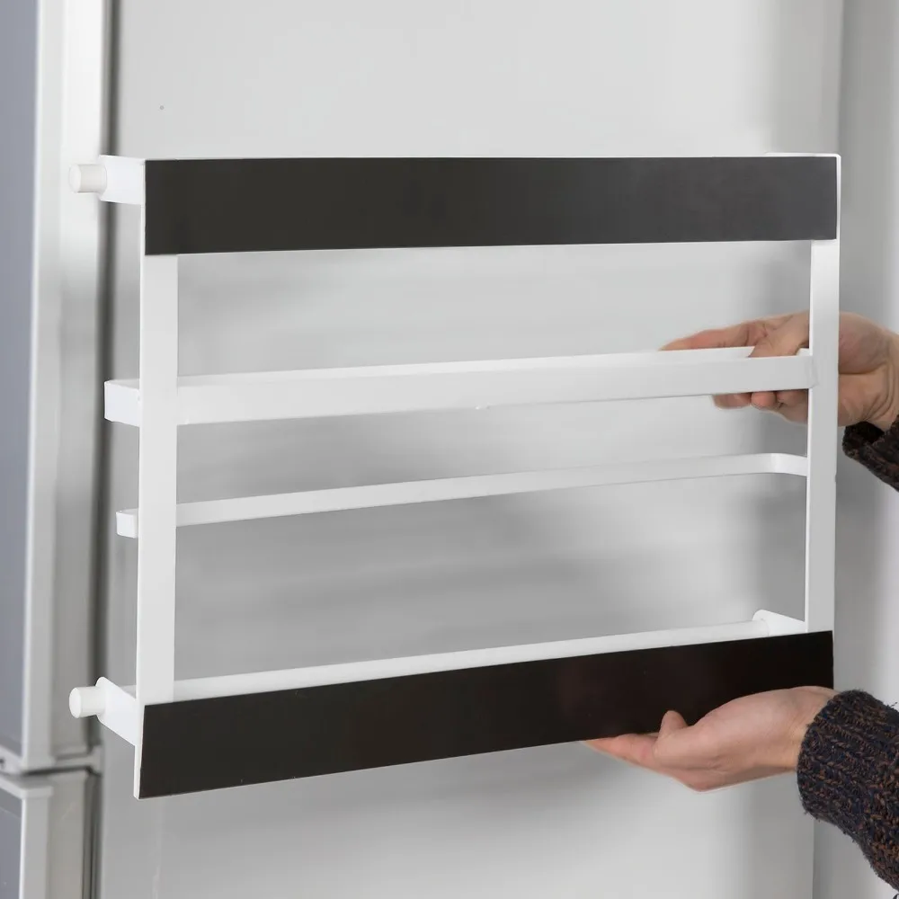  SoBuy FRG247-W Metal Kitchen Spice Rack Kitchen Paper Roll Holder Refrigerator Hang Storage Rack - 32923061545