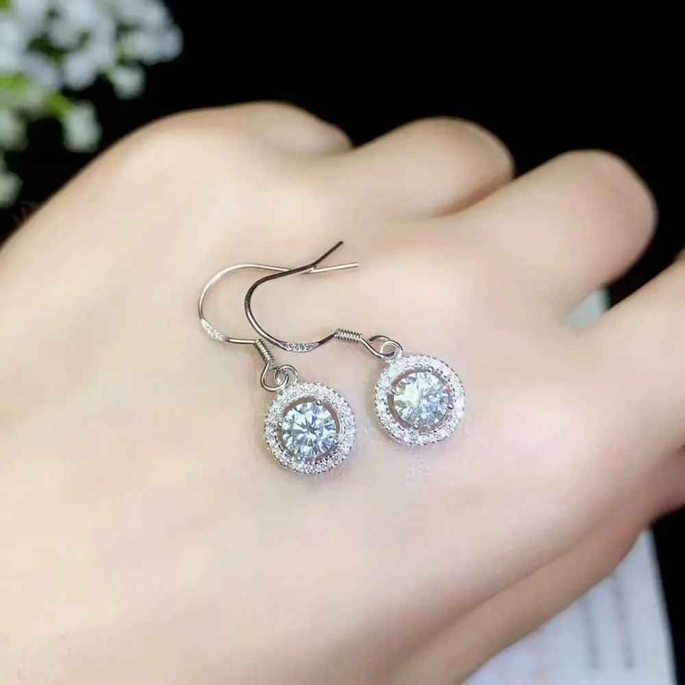 

shinning natural gemstone dangle earrings hook jewelry 925 sterling silver shiny better than diamond birthday gift