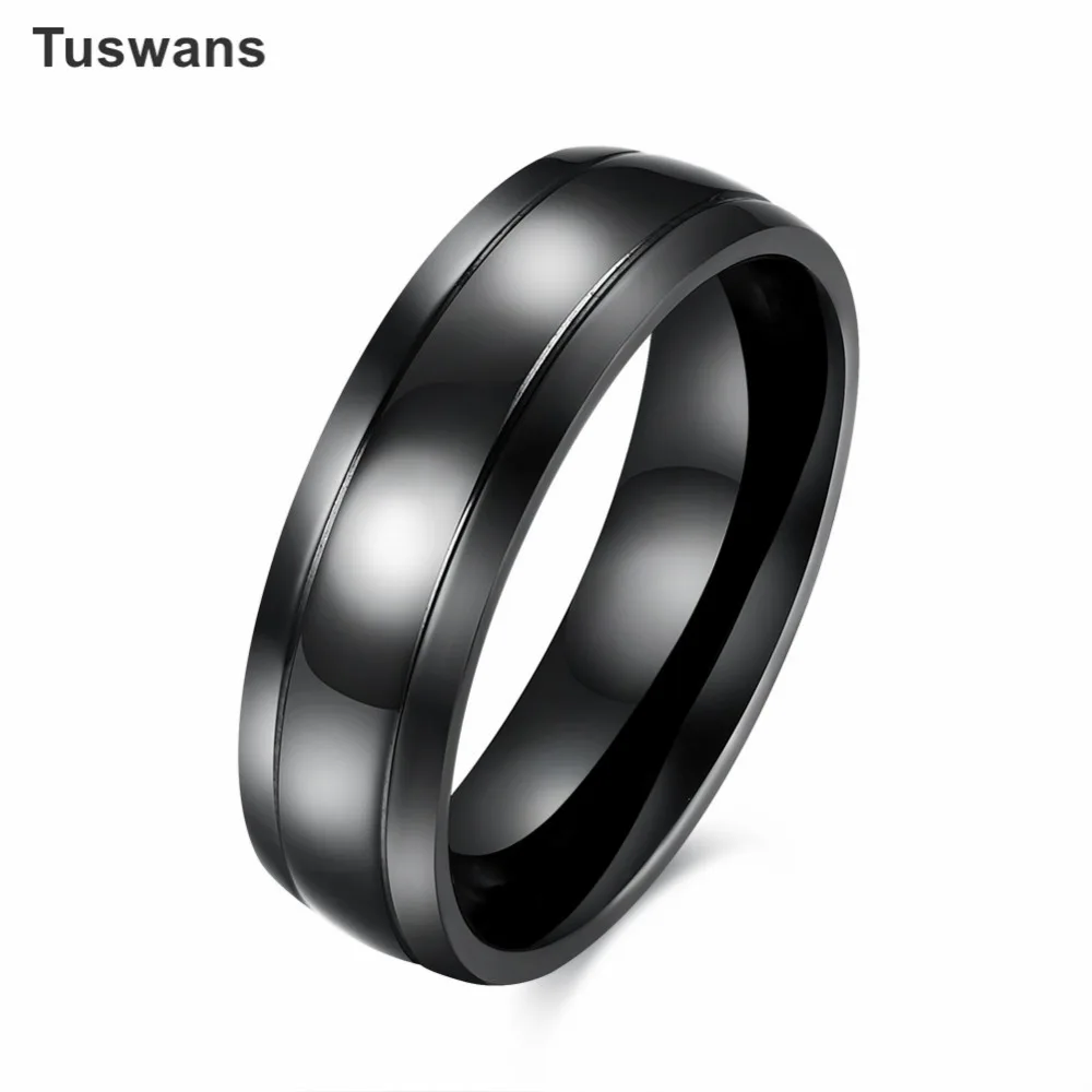 

Cool Black Titanium Steel Retro Vintage High Polished Men Ring Simple Line Texture Titanium Ring Male Jewelry(TSTGR081)
