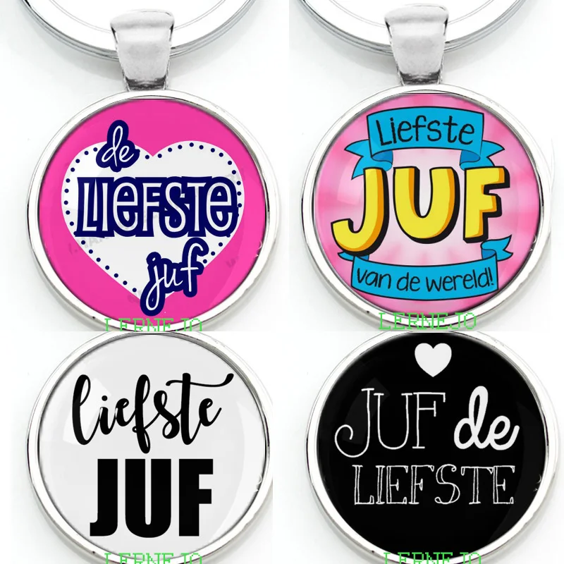 

VOOR DE Liefste Juf sleutelhanger Keychain Keyring anneau porte clef bedankt juf cadeau Letter Thank You Dear Teacher Gifts