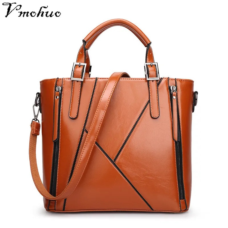 

VMOHUO Women Bags Retro Large Vintage Handbags Women Messenger Bag Leather Metal Patchwork Top-Handle Side Totes Bag