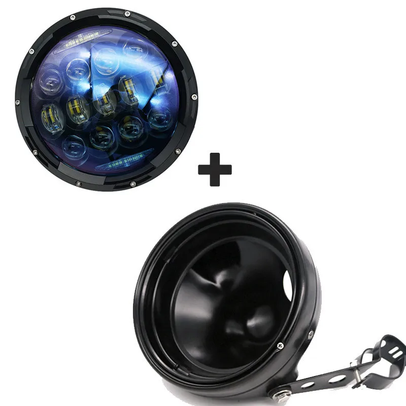 

7Inch 130W LED Headlights Blue Lens DRL/amber Halo 7Inch Bucket Bracket Turn Signal for Suzuki Samurai Yamaha Jeep