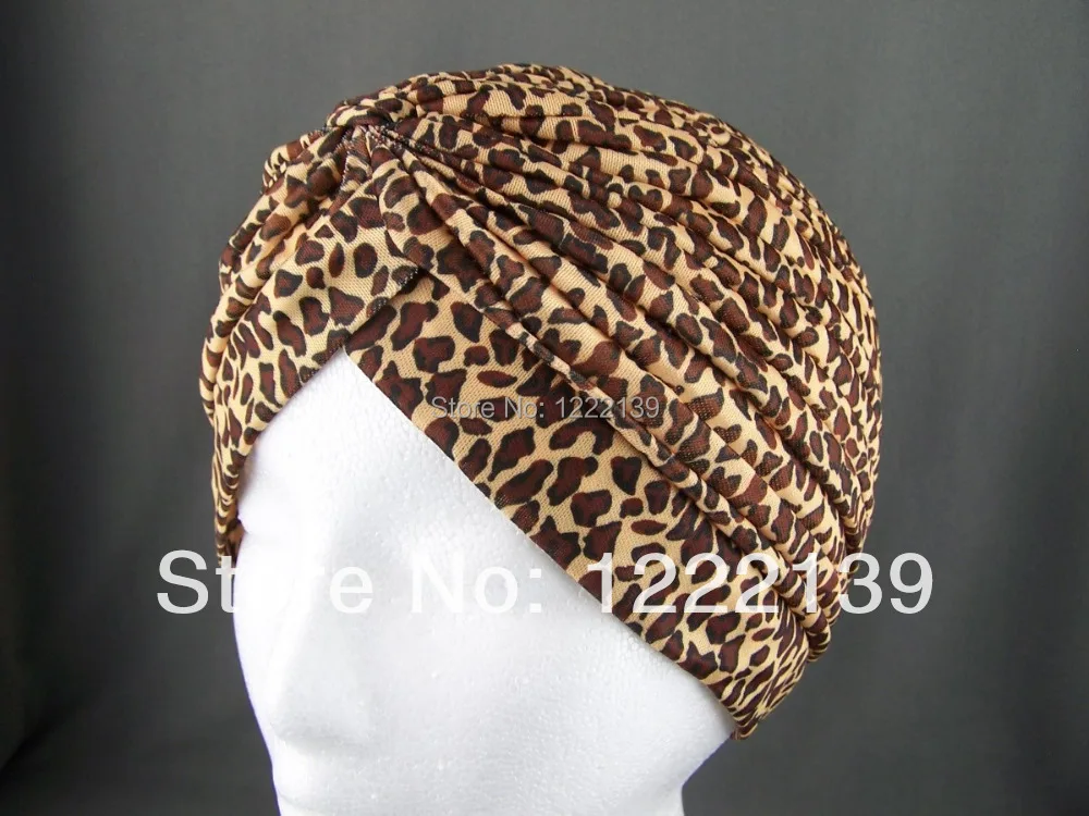 

Leopard Unisex Indian Stretchable Turban Hat Headband Wrap Cap Muslim Head Wrap Cloche