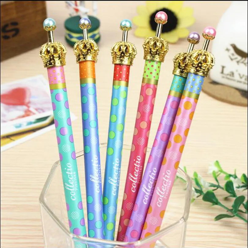 

36pcs/lot Gel Pen Crown Dream Dots Kawaii Stationery Caneta Novelty Favor Gift Office Supplies Material School
