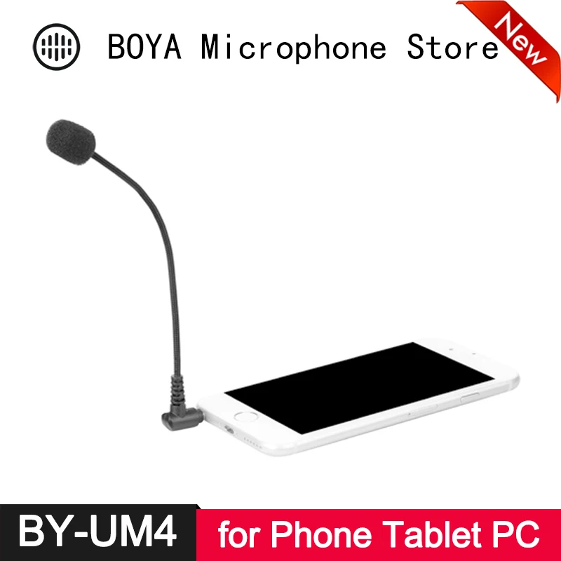 BOYA BY-UM4 3 5 мм Мини Гибкий конденсаторный микрофон для iPhone 6s 6 Plus 5s смартфонов
