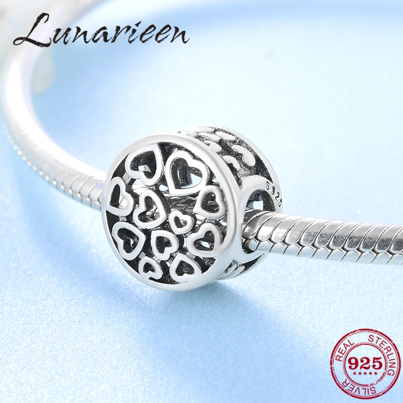 

New 925 Sterling Silver Fashion hollow love round beads Fit Original Pandora Charm Bracelet Jewelry making Girlfriend gift