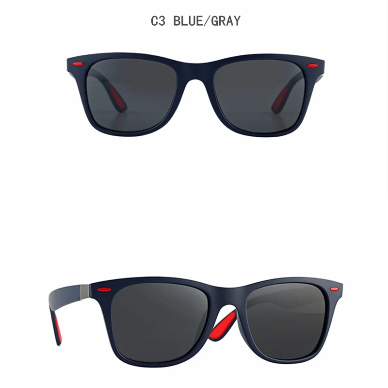 Новинка, модные квадратные поляризационные солнцезащитные очки для мужчин и женщин, UV400, унисекс, солнцезащитные очки, классические ретро брендовые дизайнерские солнцезащитные очки для вождения - Цвет линз: Blue-Red-Grey